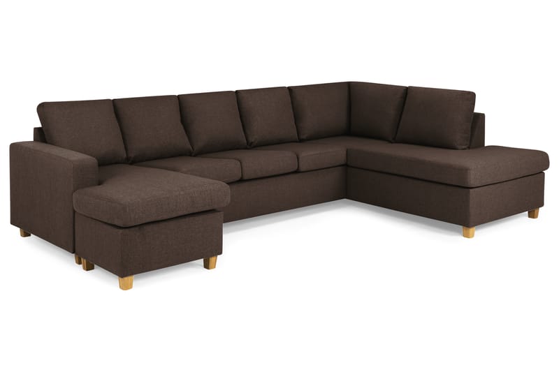 Crazy 5-sits Högervänd U-formad X-Large Soffa med Divan och Schäslong i Tyg - Brun - Möbler - Soffa - U-soffa