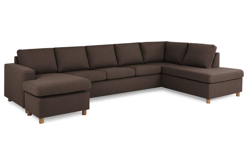 Crazy 5-sits Högervänd U-formad X-Large Soffa med Divan och Schäslong i Tyg - Brun - Möbler - Soffa - U-soffa