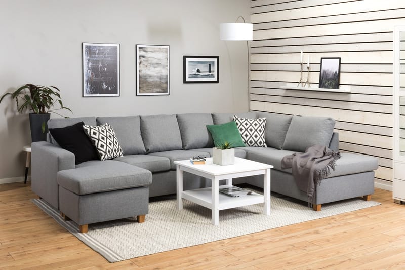 Crazy 5-sits Högervänd U-formad X-Large Soffa med Divan och Schäslong i Tyg - Grå - Möbler - Soffa - U-soffa