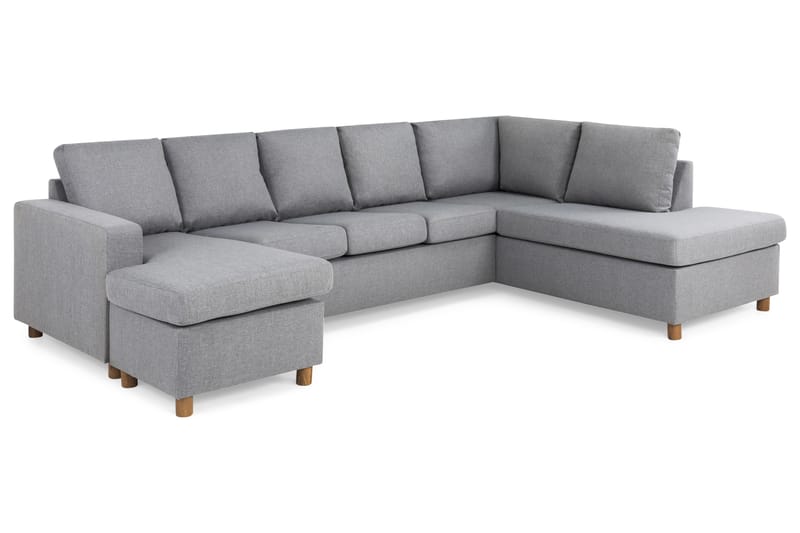 Crazy 5-sits Högervänd U-formad X-Large Soffa med Divan och Schäslong i Tyg - Grå - Möbler - Soffa - U-soffa