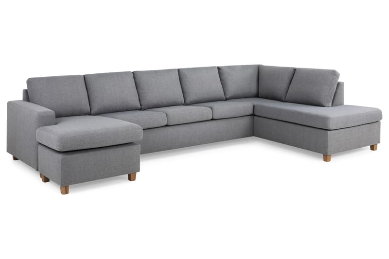 Crazy 5-sits Högervänd U-formad X-Large Soffa med Divan och Schäslong i Tyg - Grå - Möbler - Soffa - U-soffa