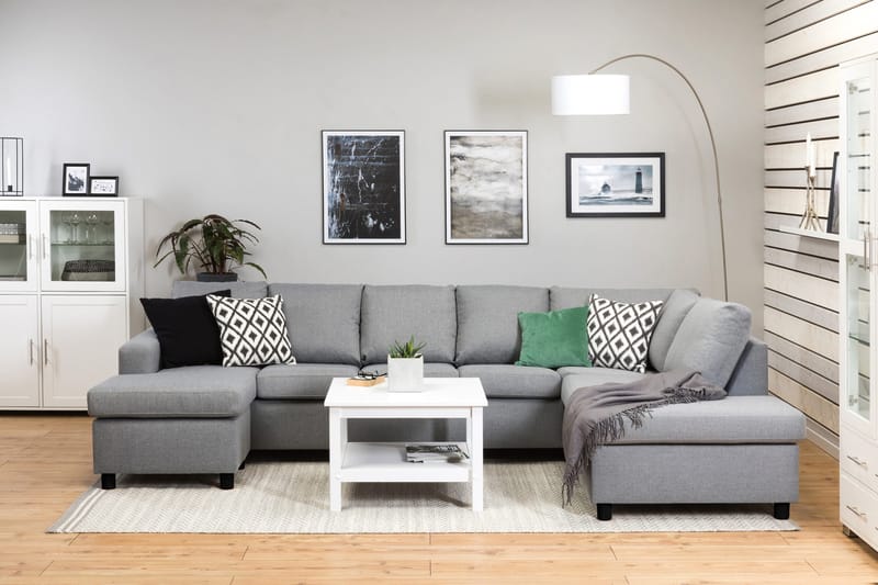 Crazy 5-sits Högervänd U-formad X-Large Soffa med Divan och Schäslong i Tyg - Grå - Möbler - Soffa - U-soffa