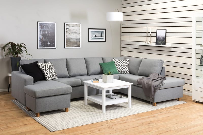 Crazy 5-sits Högervänd U-formad X-Large Soffa med Divan och Schäslong i Tyg - Grå - Möbler - Soffa - U-soffa