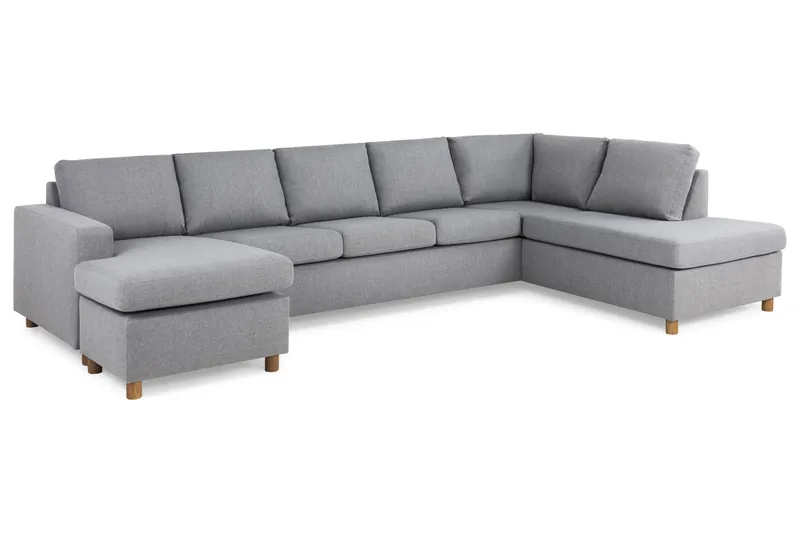 Crazy 5-sits Högervänd U-formad X-Large Soffa med Divan och Schäslong i Tyg - Grå - Möbler - Soffa - U-soffa
