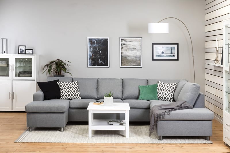 Crazy 5-sits Högervänd U-formad X-Large Soffa med Divan och Schäslong i Tyg - Grå - Möbler - Soffa - U-soffa