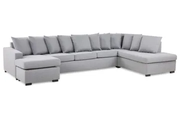 Crazy 5-sits Högervänd U-formad X-Large Soffa med Divan och Schäslong i Tyg inkl Kuvertkuddar - Grå - Möbler - Soffa - U-soffa
