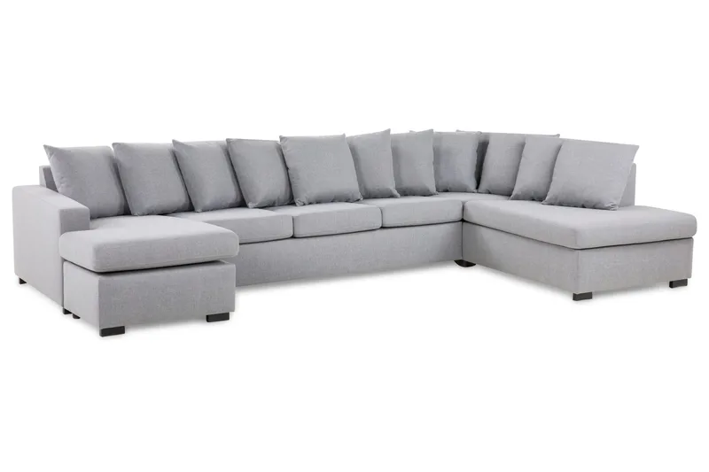 Crazy 5-sits Högervänd U-formad X-Large Soffa med Divan och Schäslong i Tyg inkl Kuvertkuddar - Grå - Möbler - Soffa - U-soffa