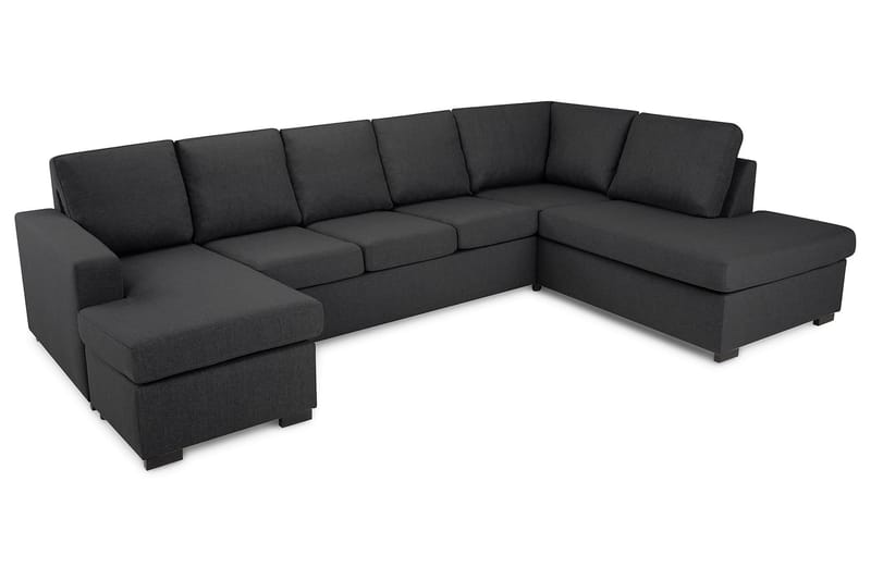 Crazy 5-sits Högervänd U-formad X-Large Soffa med Divan och Schäslong i Tyg - Mörkgrå - Möbler - Soffa - U-soffa