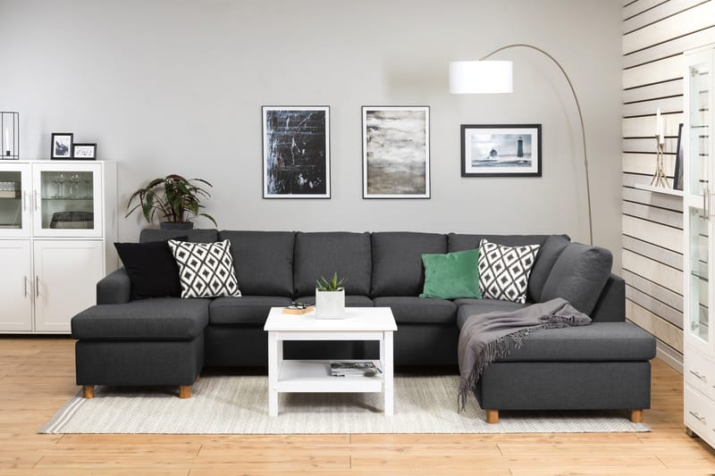 Crazy 5-sits Högervänd U-formad X-Large Soffa med Divan och Schäslong i Tyg - Mörkgrå - Möbler - Soffa - U-soffa