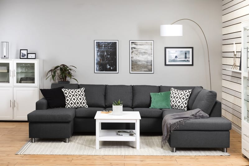 Crazy 5-sits Högervänd U-formad X-Large Soffa med Divan och Schäslong i Tyg - Mörkgrå - Möbler - Soffa - U-soffa