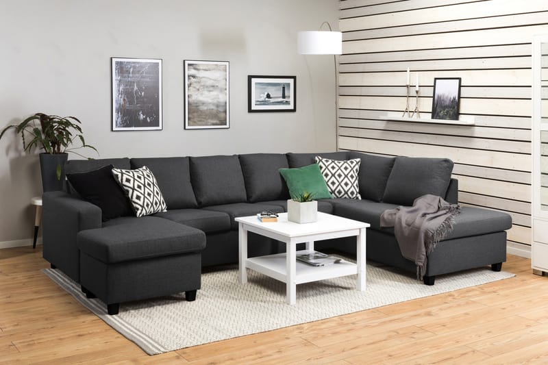 Crazy 5-sits Högervänd U-formad X-Large Soffa med Divan och Schäslong i Tyg - Mörkgrå - Möbler - Soffa - U-soffa