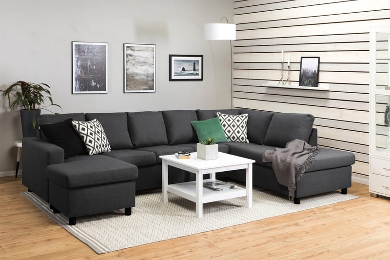 Crazy 5-sits Högervänd U-formad X-Large Soffa med Divan och Schäslong i Tyg - Mörkgrå - Möbler - Soffa - U-soffa