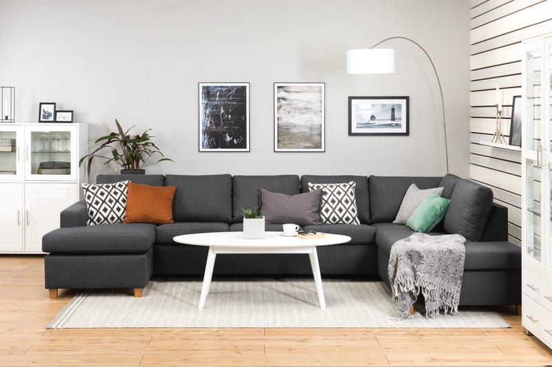 Crazy 5-sits Högervänd U-formad X-Large Soffa med Divan och Schäslong i Tyg - Mörkgrå - Möbler - Soffa - U-soffa