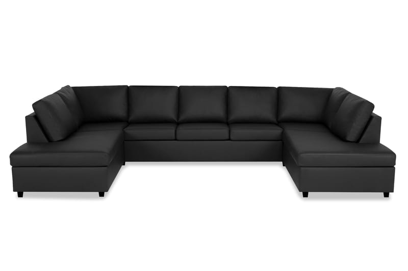 Crazy 5-sits U-formad Soffa med dubbelschäslong i Konstläder - Svart - Möbler - Soffa - Skinnsoffor