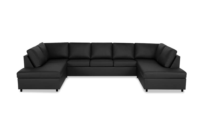 Crazy 5-sits U-formad Soffa med dubbelschäslong i Konstläder - Svart - Möbler - Soffa - Skinnsoffor