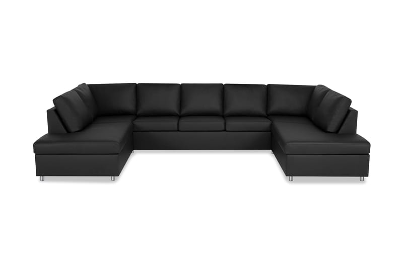 Crazy 5-sits U-formad Soffa med dubbelschäslong i Konstläder - Svart - Möbler - Soffa - U-soffa