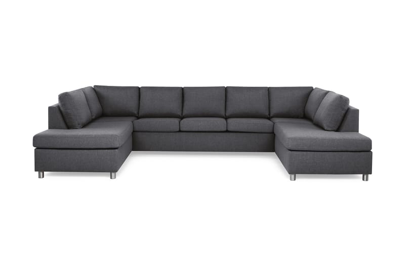 Crazy 5-sits U-formad Soffa med dubbelschäslong i Tyg, Mörkgrå