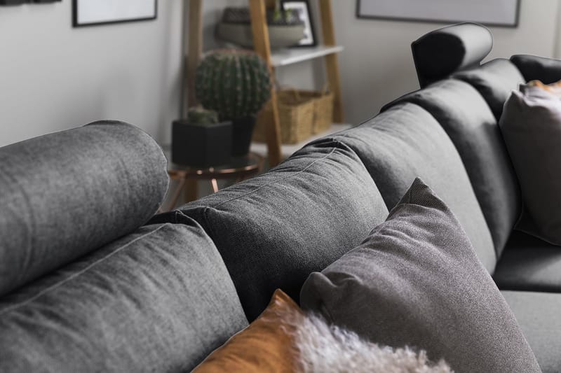 Crazy 5-sits U-formad Soffa med dubbelschäslong i Tyg - Mörkgrå - Möbler - Soffa - U-soffa