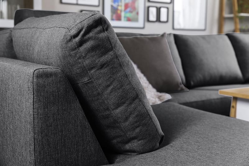 Crazy 5-sits U-formad Soffa med dubbelschäslong i Tyg - Mörkgrå - Möbler - Soffa - U-soffa
