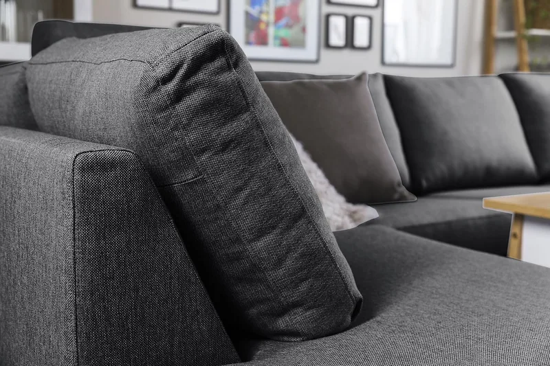 Crazy 5-sits U-formad Soffa med dubbelschäslong i Tyg - Mörkgrå - Möbler - Soffa - U-soffa