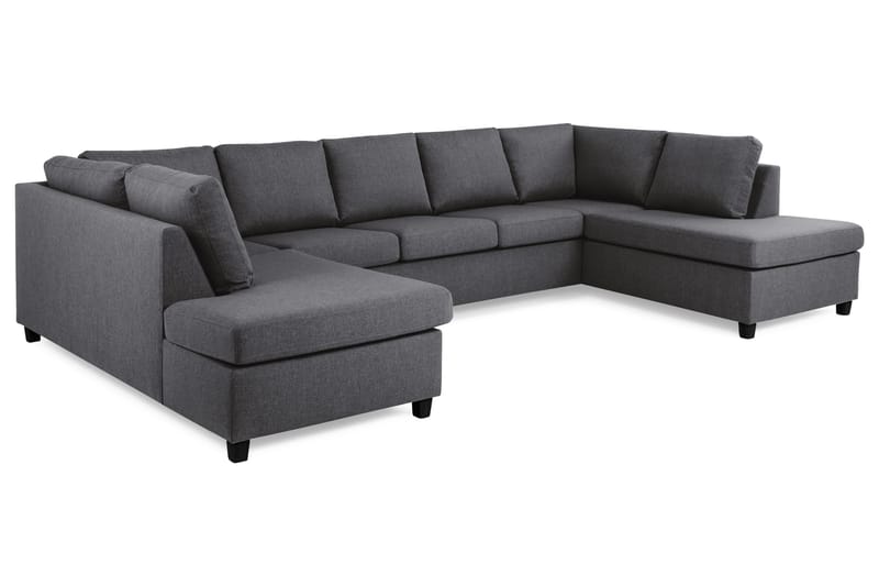 Crazy 5-sits U-formad Soffa med dubbelschäslong i Tyg - Mörkgrå - Möbler - Soffa - U-soffa