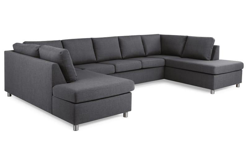 Crazy 5-sits U-formad Soffa med dubbelschäslong i Tyg - Mörkgrå - Möbler - Soffa - U-soffa