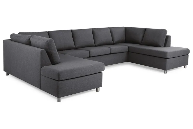 Crazy 5-sits U-formad Soffa med dubbelschäslong i Tyg - Mörkgrå - Möbler - Soffa - U-soffa
