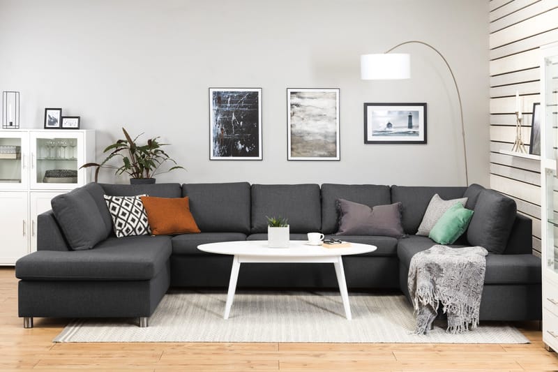 Crazy 5-sits U-formad Soffa med dubbelschäslong i Tyg - Mörkgrå - Möbler - Soffa - U-soffa