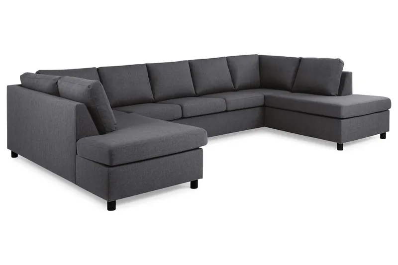 Crazy 5-sits U-formad Soffa med dubbelschäslong i Tyg - Mörkgrå - Möbler - Soffa - U-soffa