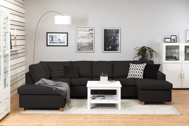 Crazy 5-sits Vänstervänd U-formad Soffa med Divan och Schäslong i Tyg - Antracit - Möbler - Soffa - U-soffa