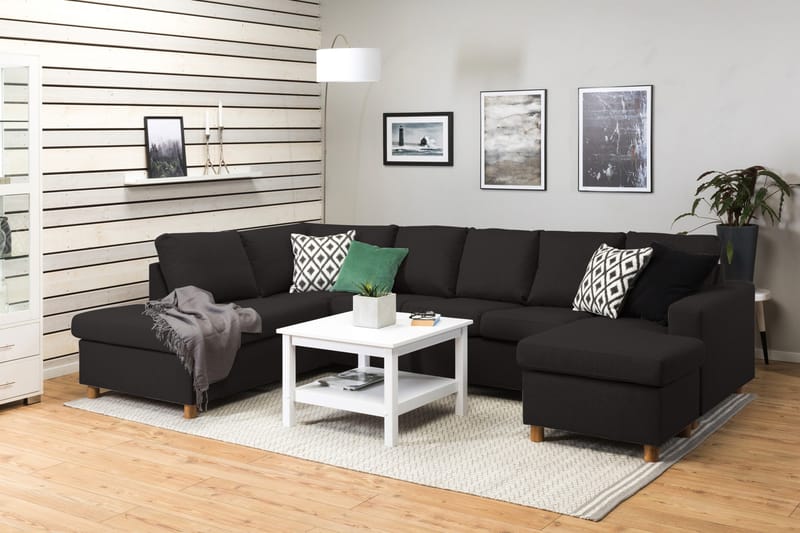 Crazy 5-sits Vänstervänd U-formad Soffa med Divan och Schäslong i Tyg - Antracit - Möbler - Soffa - U-soffa