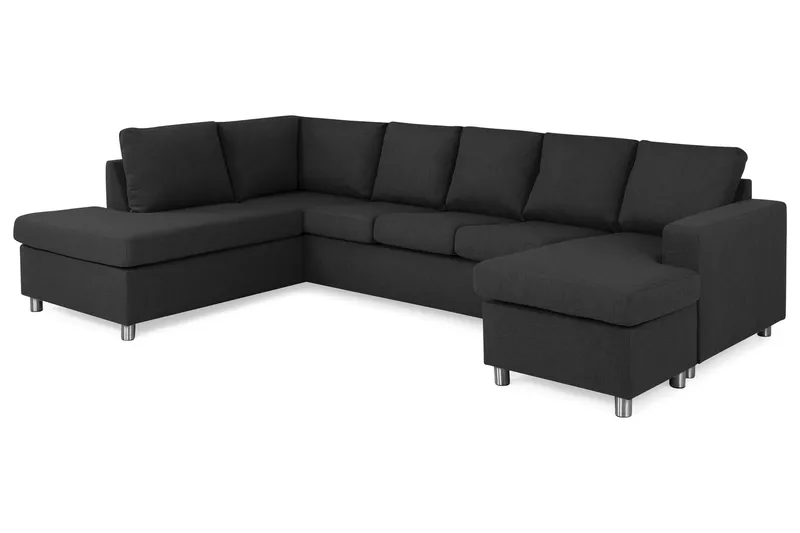 Crazy 5-sits Vänstervänd U-formad Soffa med Divan och Schäslong i Tyg - Antracit - Möbler - Soffa - U-soffa