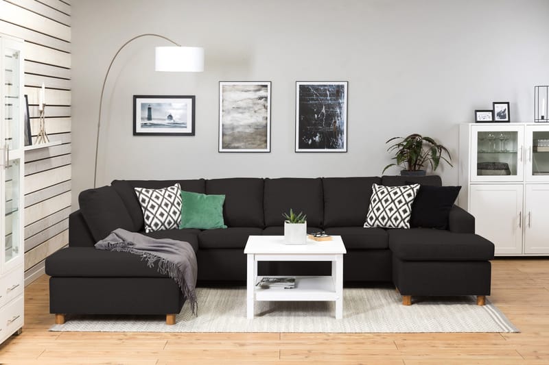 Crazy 5-sits Vänstervänd U-formad Soffa med Divan och Schäslong i Tyg - Antracit - Möbler - Soffa - U-soffa