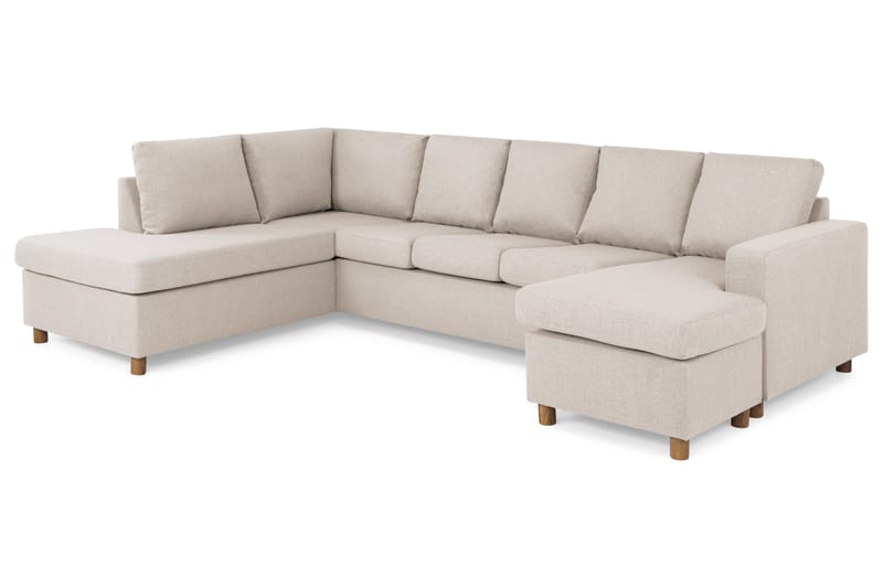 Crazy 5-sits Vänstervänd U-formad Soffa med Divan och Schäslong i Tyg - Beige - Möbler - Soffa - U-soffa