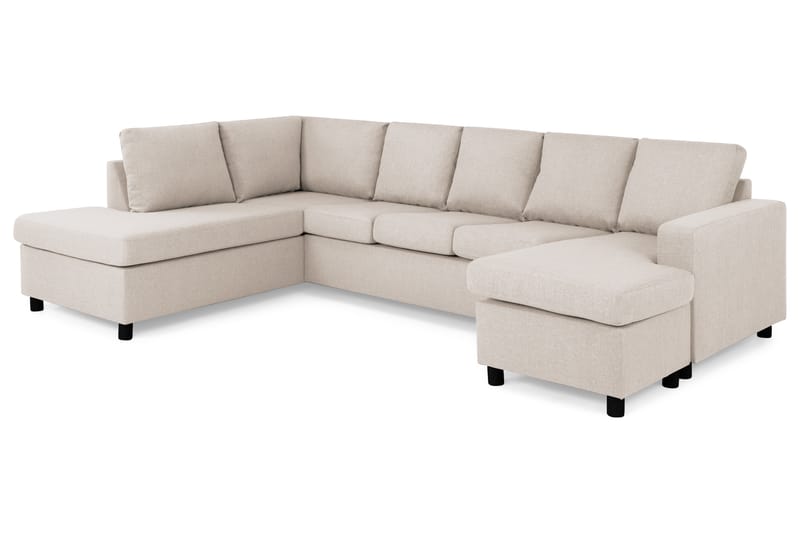 Crazy 5-sits Vänstervänd U-formad Soffa med Divan och Schäslong i Tyg - Beige - Möbler - Soffa - U-soffa