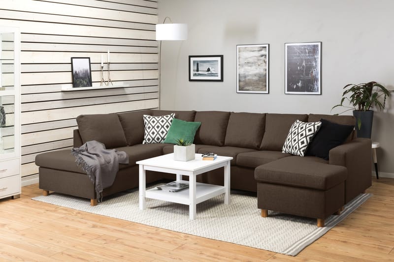 Crazy 5-sits Vänstervänd U-formad Soffa med Divan och Schäslong i Tyg - Brun - Möbler - Soffa - U-soffa