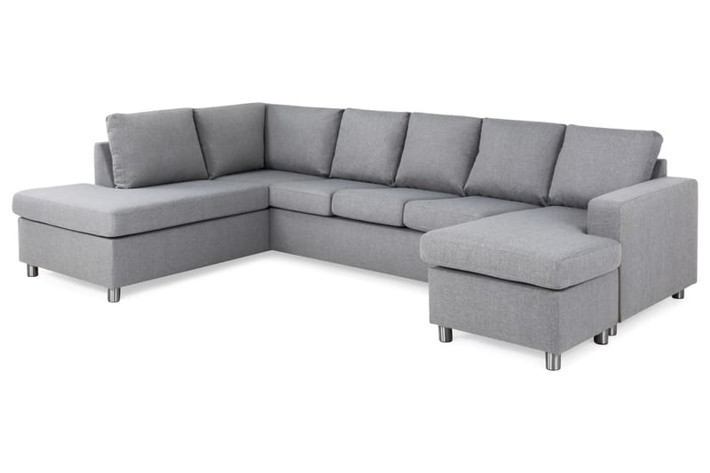 Crazy 5-sits Vänstervänd U-formad Soffa med Divan och Schäslong i Tyg - Grå - Möbler - Soffa - U-soffa