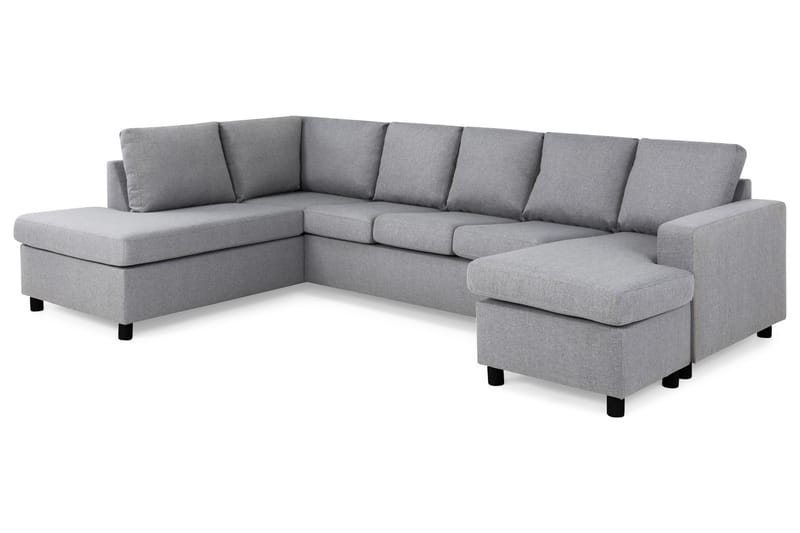 Crazy 5-sits Vänstervänd U-formad Soffa med Divan och Schäslong i Tyg - Grå - Möbler - Soffa - U-soffa