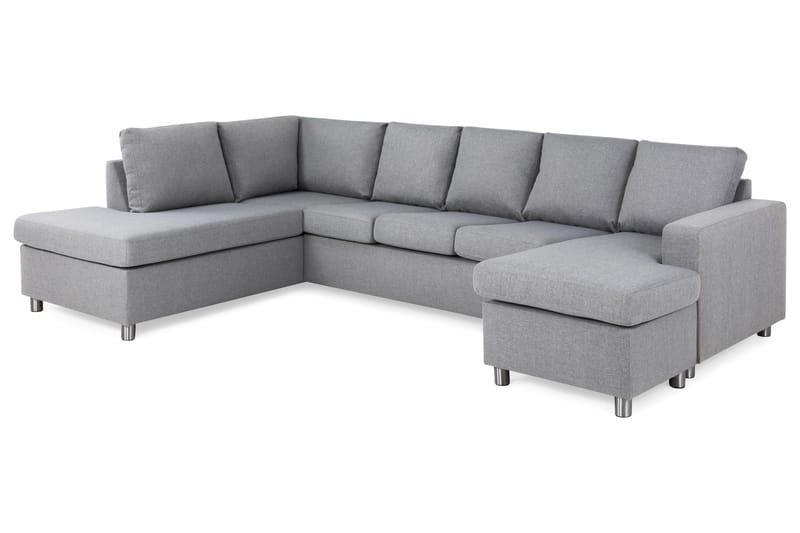 Crazy 5-sits Vänstervänd U-formad Soffa med Divan och Schäslong i Tyg - Grå - Möbler - Soffa - U-soffa