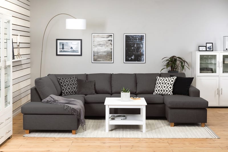 Crazy 5-sits Vänstervänd U-formad Soffa med Divan och Schäslong i Tyg - Mörkgrå - Möbler - Soffa - U-soffa