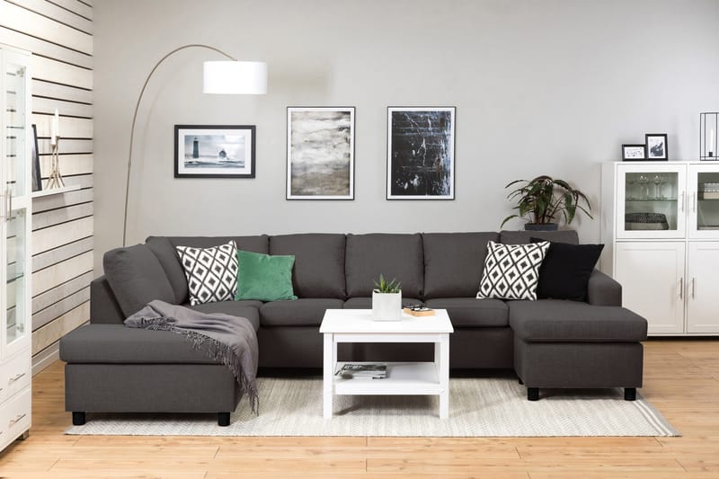 Crazy 5-sits Vänstervänd U-formad Soffa med Divan och Schäslong i Tyg - Mörkgrå - Möbler - Soffa - U-soffa