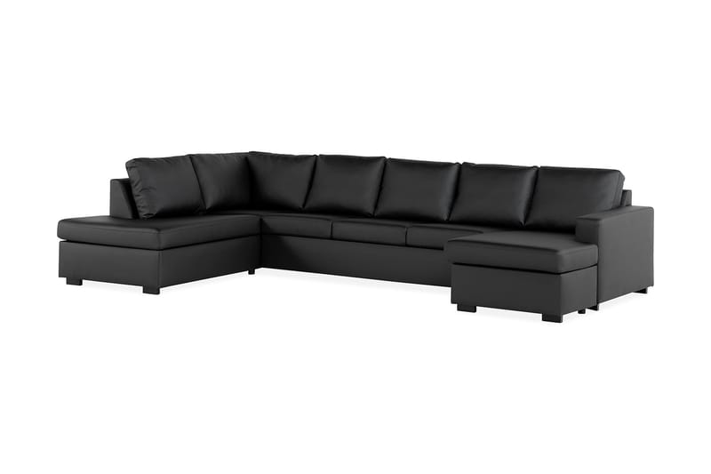 Crazy 5-sits Vänstervänd U-formad X-Large Soffa med Divan och Schäslong i Konstläder - Svart - Möbler - Soffa - U-soffa