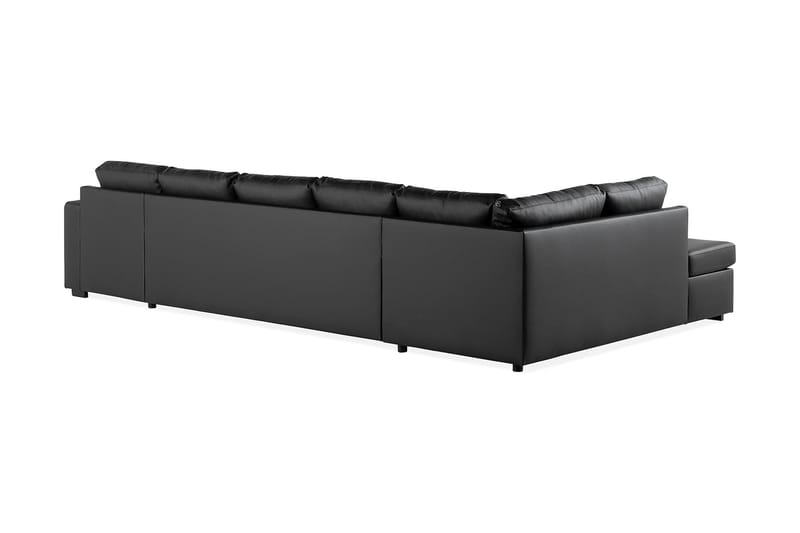 Crazy 5-sits Vänstervänd U-formad X-Large Soffa med Divan och Schäslong i Konstläder - Svart - Möbler - Soffa - U-soffa