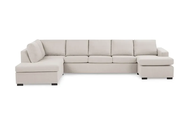 Crazy 5-sits Vänstervänd U-formad X-Large Soffa med Divan och Schäslong i Tyg, Beige