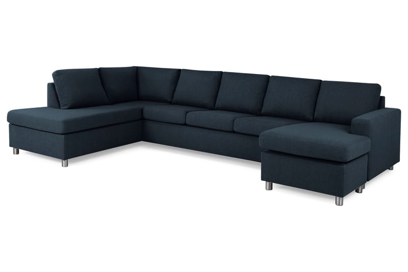 Crazy 5-sits Vänstervänd U-formad X-Large Soffa med Divan och Schäslong i Tyg - Blå - Möbler - Soffa - U-soffa