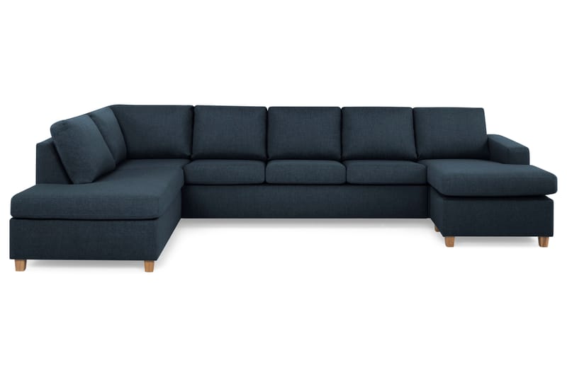 Crazy 5-sits Vänstervänd U-formad X-Large Soffa med Divan och Schäslong i Tyg - Blå - Möbler - Soffa - U-soffa