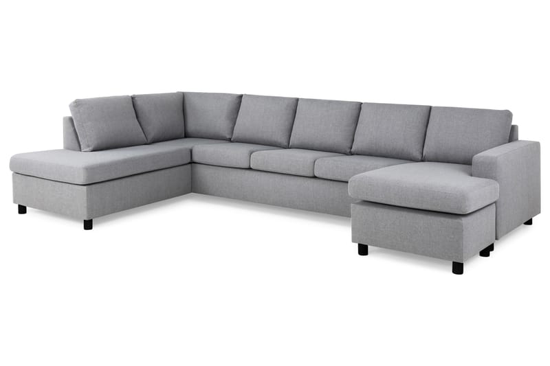 Crazy 5-sits Vänstervänd U-formad X-Large Soffa med Divan och Schäslong i Tyg - Grå - Möbler - Soffa - U-soffa