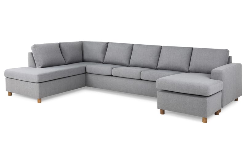 Crazy 5-sits Vänstervänd U-formad X-Large Soffa med Divan och Schäslong i Tyg - Grå - Möbler - Soffa - U-soffa