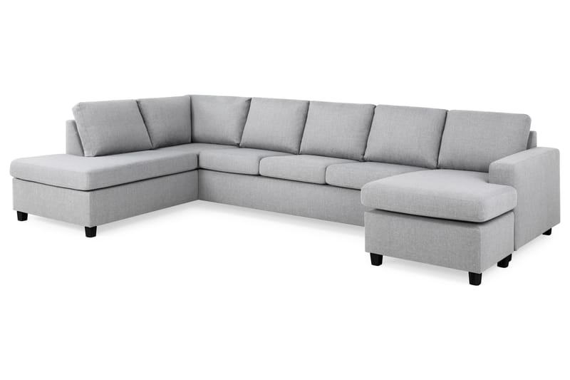 Crazy 5-sits Vänstervänd U-formad X-Large Soffa med Divan och Schäslong i Tyg - Grå - Möbler - Soffa - U-soffa