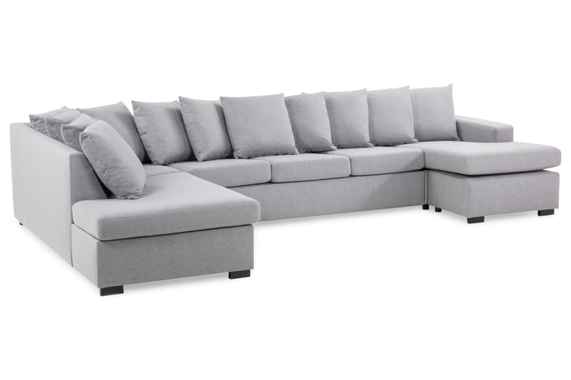 Crazy 5-sits Vänstervänd U-formad X-Large Soffa med Divan och Schäslong i Tyg inkl Kuvertkuddar - Grå - Möbler - Soffa - U-soffa